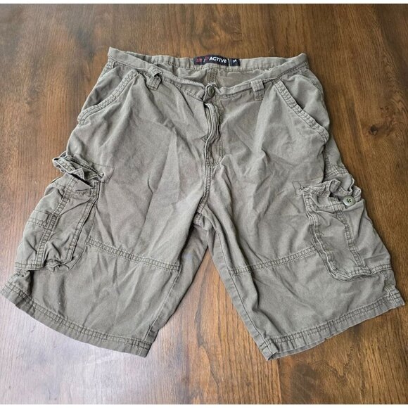 Mens RP Active Cargo Shorts Size 34 Olive Green With Pockets & Belt Loops Cotton - Picture 7 of 12